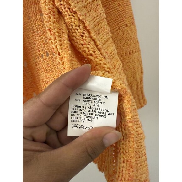 Skovhuus Women's Orange Cable Knit Long Cardigan Sweater Size Medium Bohemian - Picture 4 of 7